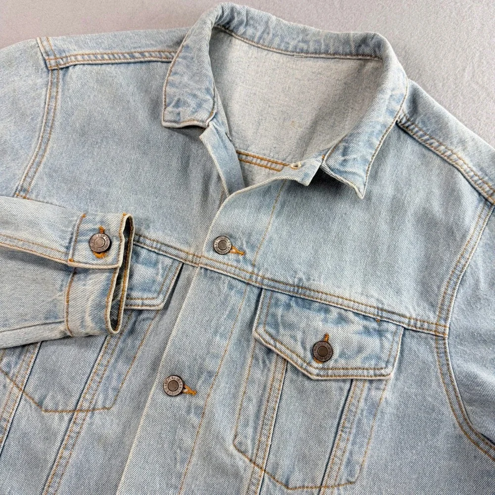 Vintage John Galt Denim Trucker Jacket Light Blue 90s Style Y2K Fall Grunge